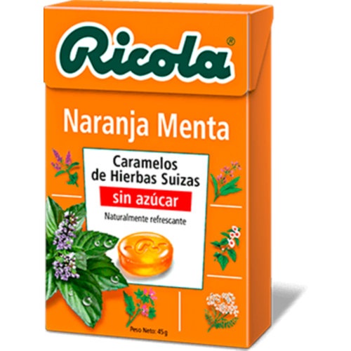 Ricola caramelos sin azucar  1 envase 50 g sabor naranja
