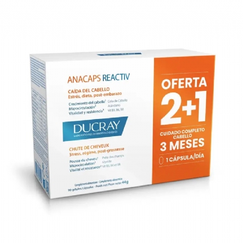 Anacaps reactiv cabello y uñas ducray 3 envases 30 capsulas - ducray