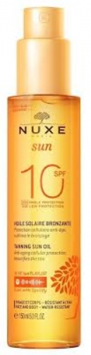 Nuxe sun aceite bronceador rostro y cuerpo spf 10  1 envase 150 ml