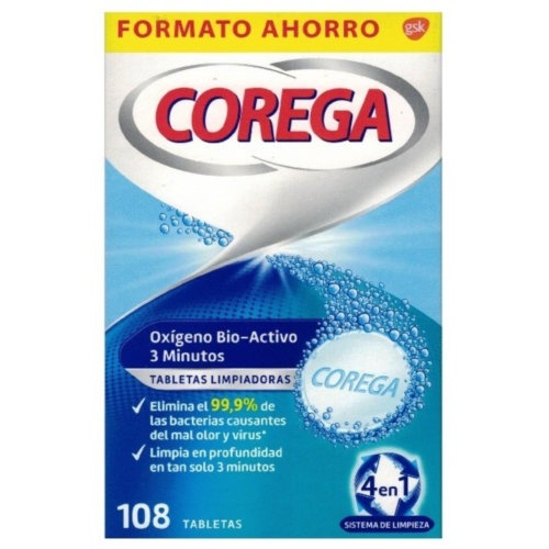Corega oxigeno bio-activo limpieza protesis dental 108 tabletas - limpieza protesis dental