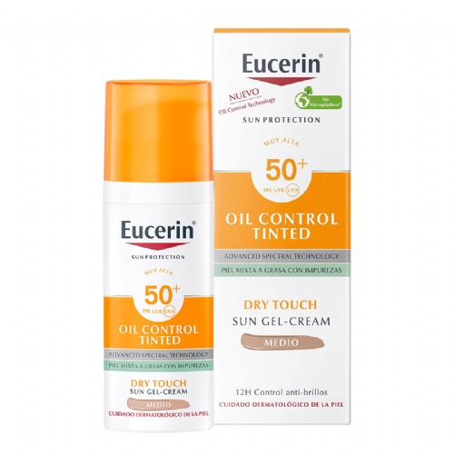 Eucerin sun protection spf 50+ oil control tinted  1 tubo 50 ml color medio