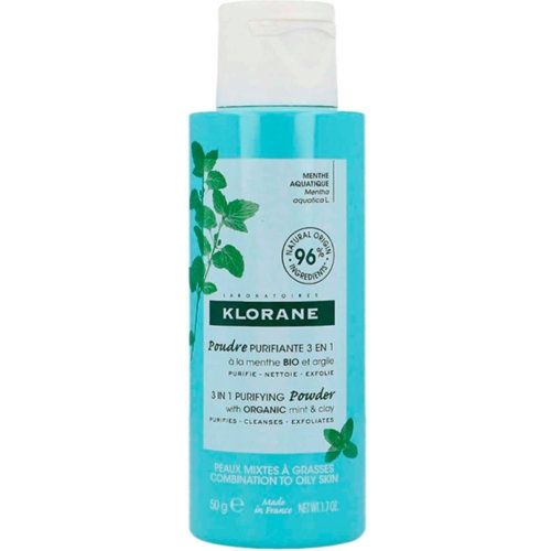 Klorane polvo purificante 3 en 1 a la menta bio y arcilla  1 envase 50 g
