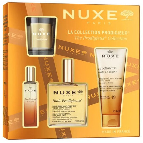 Nuxe coffret prodigieux (perfume + huile + gel douche + vela)