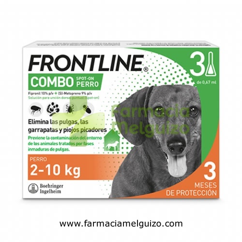 FRONTLINE COMBO 67,00 mg / 60,30 mg SOLUCION SPOT-ON PARA PERROS 2-10 kg