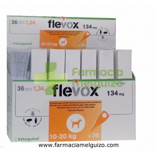 FLEVOX 134 mg SOLUCION PARA UNCION DORSAL PUNTUAL PARA PERROS MEDIANOS