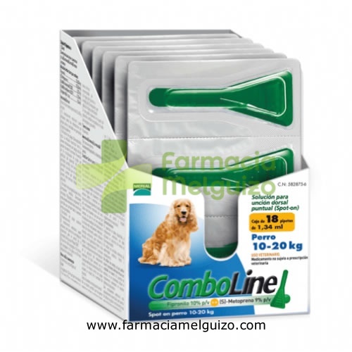 COMBOLINE 134,00 mg / 120,60 mg SOLUCION SPOT-ON PARA PERROS 10-20 kg