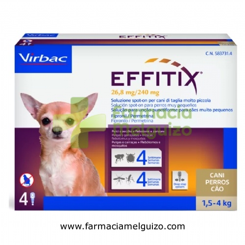 EFFITIX 26,8mg/240mg SOLUCION SPOT-ON PARA PERROS MUY PEQUEÑOS