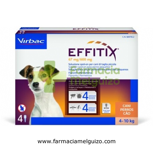 EFFITIX 67mg/600mg SOLUCION SPOT-ON PARA PERROS PEQUEÑOS