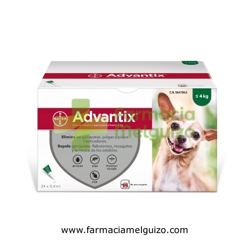 ADVANTIX SOLUCION SPOT-ON PARA PERROS HASTA 4 kg