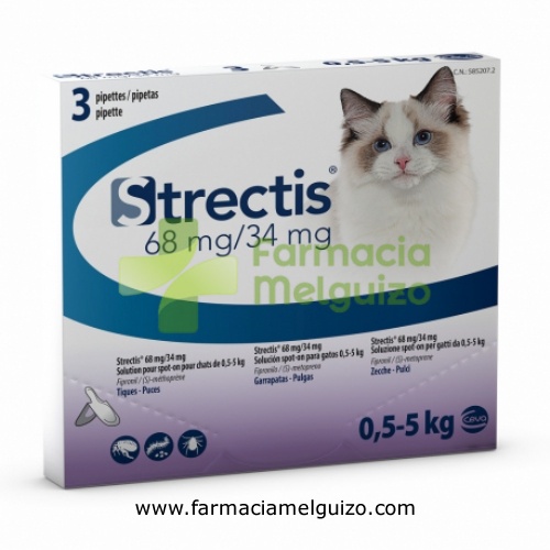 STRECTIS 68 mg /34 mg SOLUCION SPOT-ON PARA GATOS 0,5-5 kg