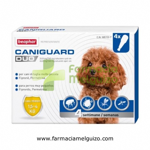 CANIGUARD DUO 26,8 mg/240 mg SOLUCION SPOT-ON PARA PERROS MUY PEQUEÑOS