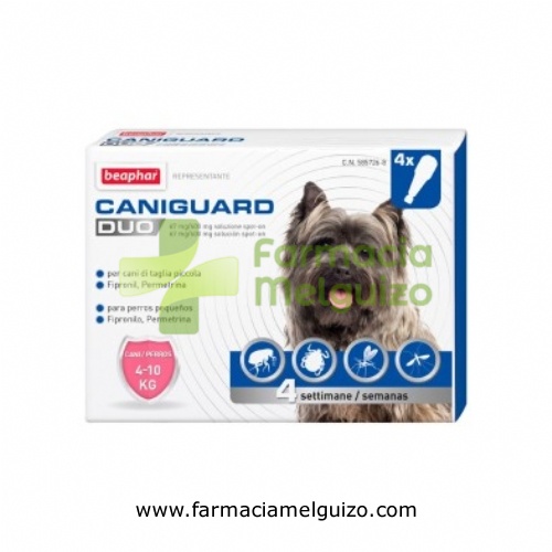 CANIGUARD DUO 67 mg/600 mg SOLUCION SPOT-ON PARA PERROS PEQUEÑOS