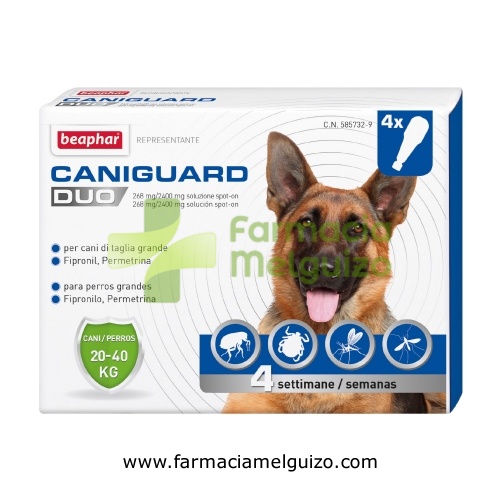 CANIGUARD DUO 268 mg/2.400 mg SOLUCION SPOT-ON PARA PERROS GRANDES