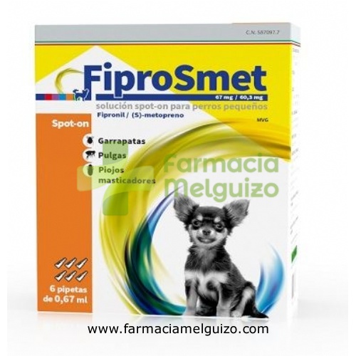 FIPROSMET 67 mg/60,3 mg SOLUCION SPOT-ON PARA PERROS PEQUEÑOS