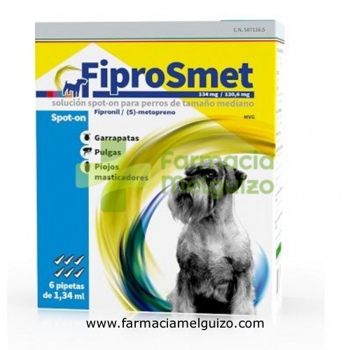 FIPROSMET 134 mg/120,6 mg SOLUCION SPOT-ON PARA PERROS DE TAMAÑO MEDIANO