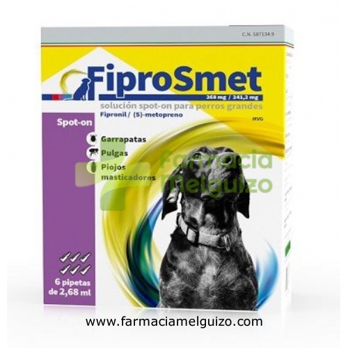 FIPROSMET 268 mg/241,2 mg SOLUCION SPOT-ON PARA PERROS GRANDES