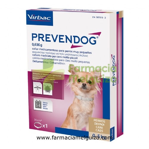 PREVENDOG 0,636 g COLLAR MEDICAMENTOSO PARA PERROS MUY PEQUEÑOS