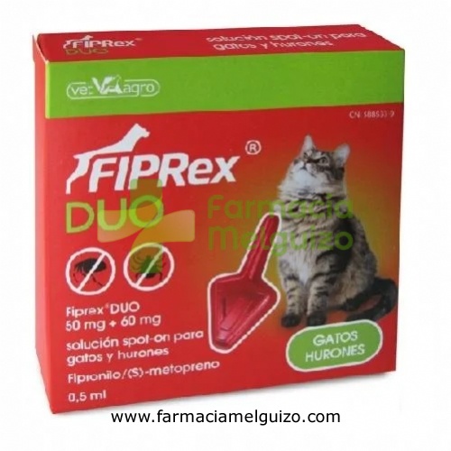 FIPREX DUO 50 mg + 60 mg SOLUCION SPOT-ON PARA GATOS Y HURONES