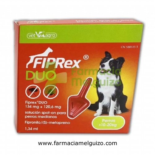 FIPREX DUO 134 mg + 120,6 mg SOLUCION SPOT-ON PARA PERROS MEDIANOS