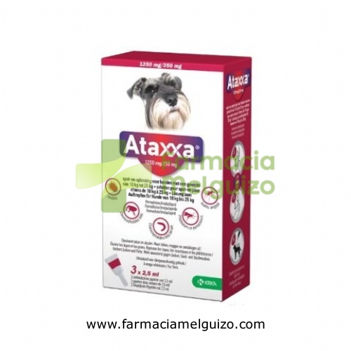 ATAXXA 1250 mg/250 mg SOLUCION PARA UNCION DORSAL PUNTUAL PARA PERROS DE MAS DE 10 kg HASTA 25 kg
