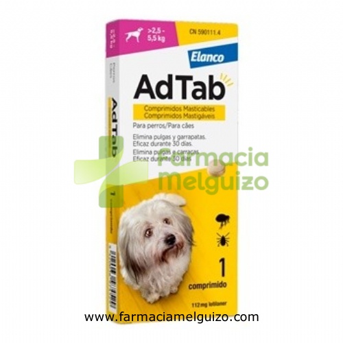ADTAB 112 mg COMPRIMIDOS MASTICABLES PARA PERROS (>2,5-5,5 kg)
