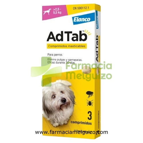 ADTAB 112 mg COMPRIMIDOS MASTICABLES PARA PERROS (>2,5-5,5 kg)