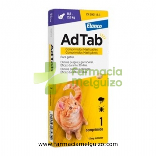 ADTAB 12 mg COMPRIMIDOS MASTICABLES PARA GATOS (0,5?2,0 kg)