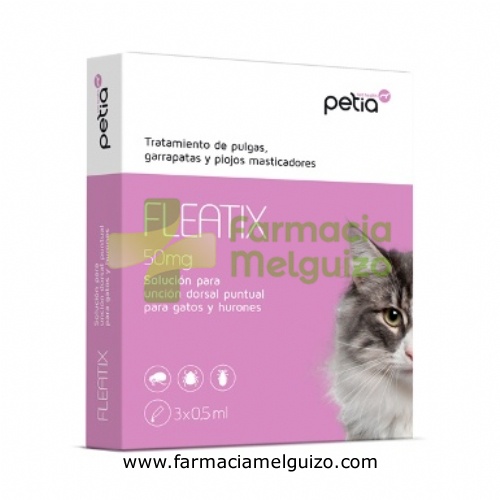 FLEATIX 50 mg / 60 mg SOLUCION PARA UNCION DORSAL PUNTUAL PARA GATOS Y HURONES