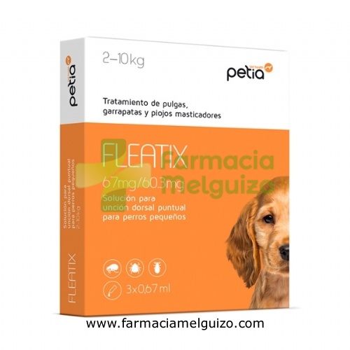 FLEATIX 67 mg / 60,3 mg SOLUCION PARA UNCION DORSAL PUNTUAL PARA PERROS PEQUEÑOS