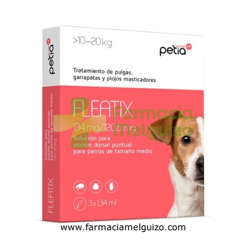 FLEATIX 134 mg / 120,6 mg SOLUCION PARA UNCION DORSAL PUNTUAL PARA PERROS DE TAMAÑO MEDIANO