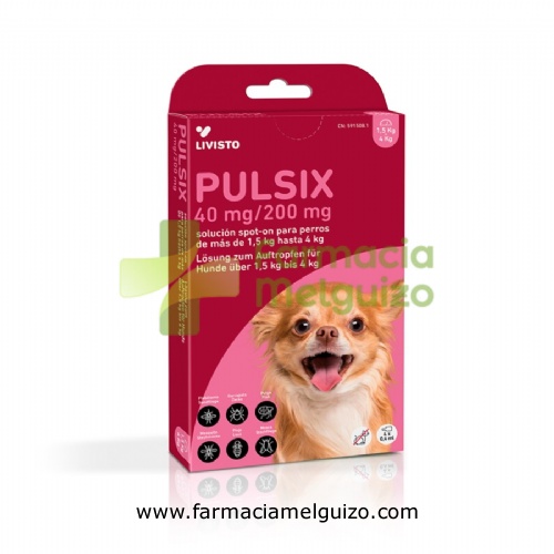 PULSIX 40 mg/200 mg SOLUCION SPOT-ON PARA PERROS DE MAS DE 1,5 Kg HASTA 4 Kg