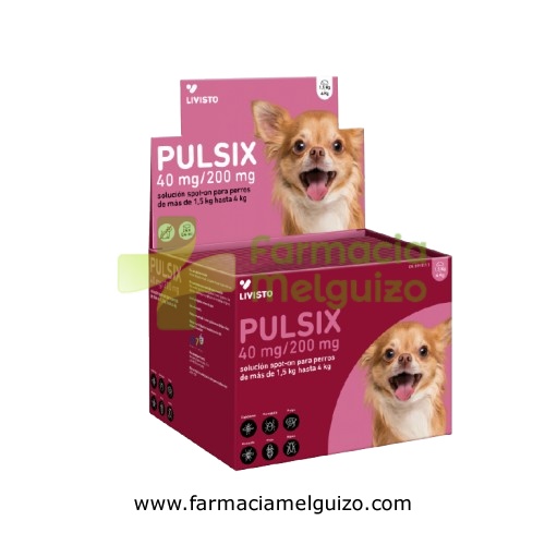 PULSIX 40 mg/200 mg SOLUCION SPOT-ON PARA PERROS DE MAS DE 1,5 Kg HASTA 4 Kg