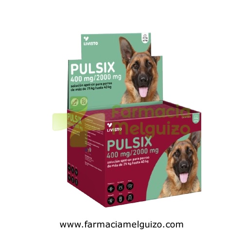 PULSIX 400 mg/2000 mg SOLUCION SPOT-ON PARA PERROS DE MAS DE 25 Kg HASTA 40 Kg