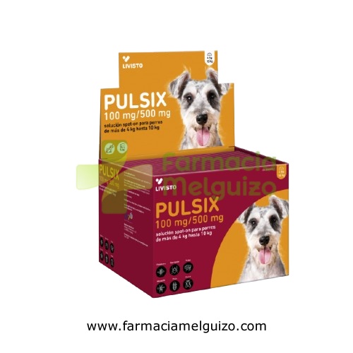 PULSIX 100 mg/500 mg SOLUCION SPOT-ON PARA PERROS DE MAS DE 4 Kg HASTA 10 Kg