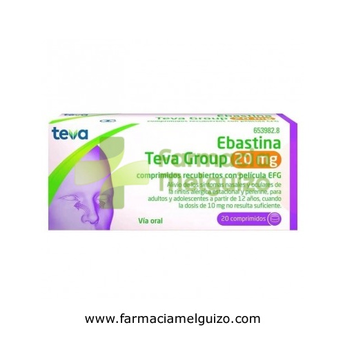 EBASTINA TEVA GROUP 20 MG COMPRIMIDOS RECUBIERTOS CON PELÍCULA EFG, 20 comprimidos
