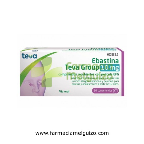 EBASTINA TEVA GROUP 10 MG COMPRIMIDOS RECUBIERTOS CON PELÍCULA EFG, 20 comprimidos