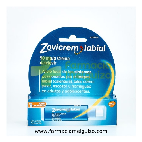 ZOVICREM LABIAL 50 mg/g CREMA, 1 frasco de 2 g