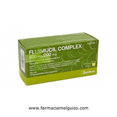 FLUIMUCIL COMPLEX 500 mg/200 mg COMPRIMIDOS EFERVESCENTES , 12 comprimidos