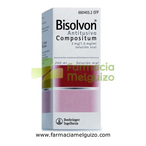 BISOLVON ANTITUSIVO COMPOSITUM 3 mg/ml + 1,5 mg/ml SOLUCION ORAL , 1 frasco de 200 ml