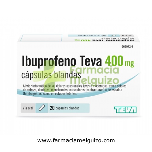 IBUPROFENO TEVA 400 mg  CAPSULAS BLANDAS , 20 cápsulas
