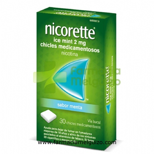 NICORETTE ICE MINT 2 mg CHICLES MEDICAMENTOSOS, 30 chicles