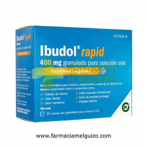 IBUDOL RAPID 400 mg GRANULADO PARA SOLUCION ORAL , 20 sobres