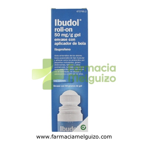 IBUDOL ROLL-ON 50 MG/G GEL ENVASE CON APLICADOR DE BOLA , 1 tubo de 60 g