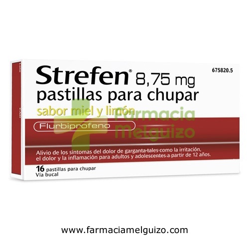 STREFEN 8,75 mg PASTILLAS PARA CHUPAR SABOR MIEL Y LIMON, 16 pastillas