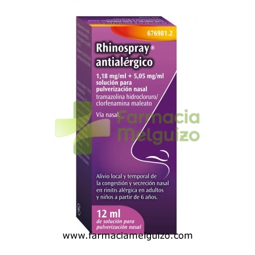 RHINOSPRAY ANTIALERGICO 1,18 MG/ML + 5,05 MG/ML SOLUCION PARA PULVERIZACION NASAL, 1 envase pulveriz