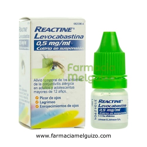 REACTINE LEVOCABASTINA 0,5mg/ml COLIRIO EN SUSPENSION , 1 frasco de 4 ml