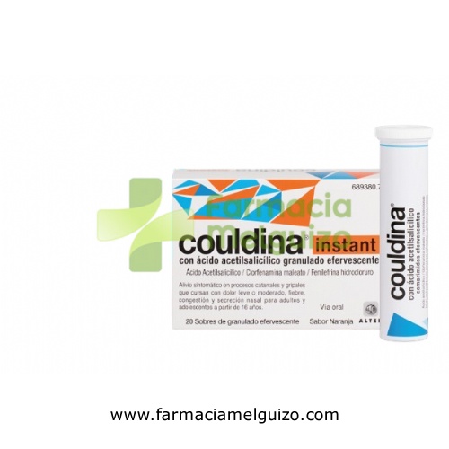 COULDINA INSTANT CON ACIDO ACETILSALICILICO GRANULADO EFERVESCENTE , 20 sobres