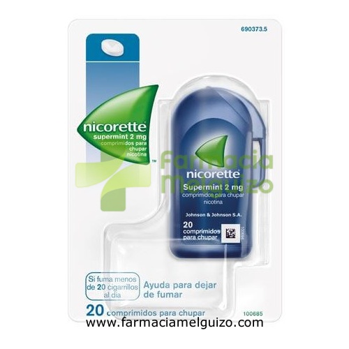 NICORETTE SUPERMINT 2 mg COMPRIMIDOS PARA CHUPAR EFG, 20 comprimidos