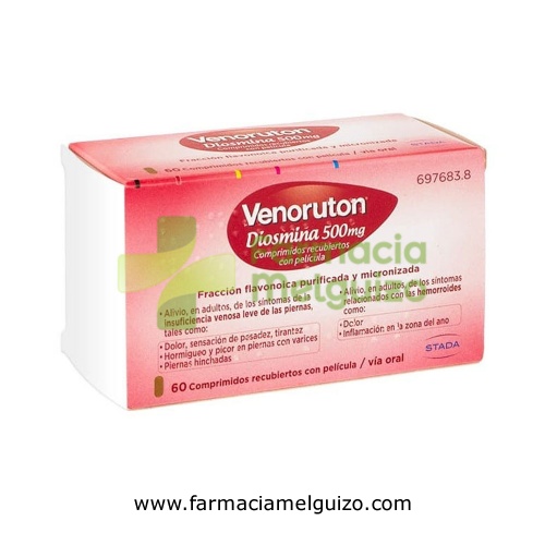 VENORUTON DIOSMINA 500 MG COMPRIMIDOS RECUBIERTOS CON PELICULA, 60 comprimidos