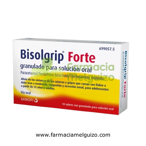 BISOLGRIP FORTE GRANULADO PARA SOLUCION ORAL , 10 sobres